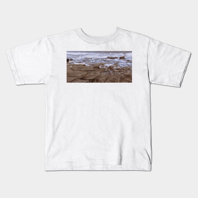 Pebble beach at Tynemouth Kids T-Shirt by TyneDesigns